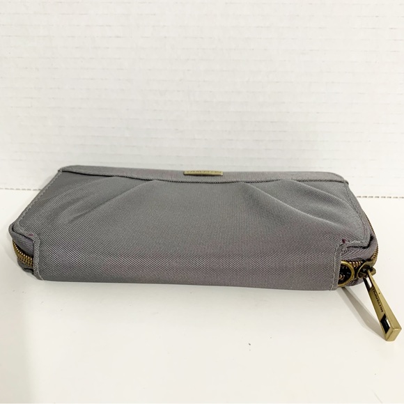 Travelon Gray and Purple RFID Blocking Zip Around Pleated Detail Wallet Organize - Picture 5 of 12
